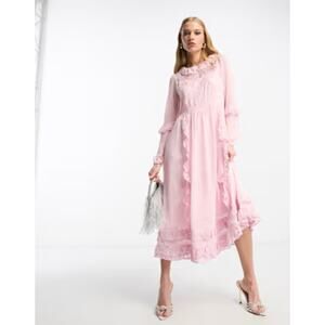 NWT True Decadence Long-Sleeved Pink Lace Dress Size S